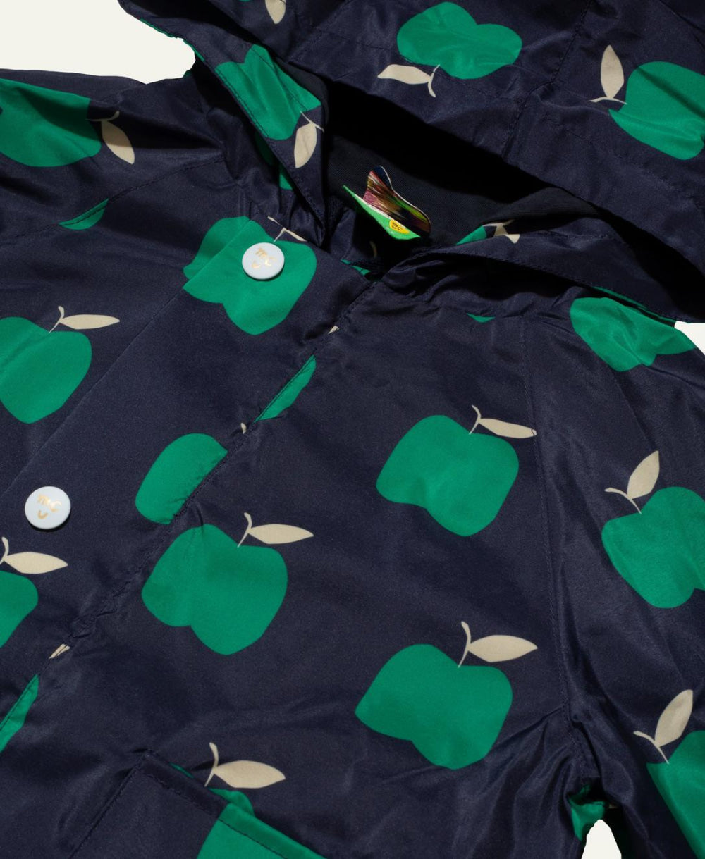Recycled Fabric Apple Baby Raincoat - Blue Ribbon Apple - Raincoat