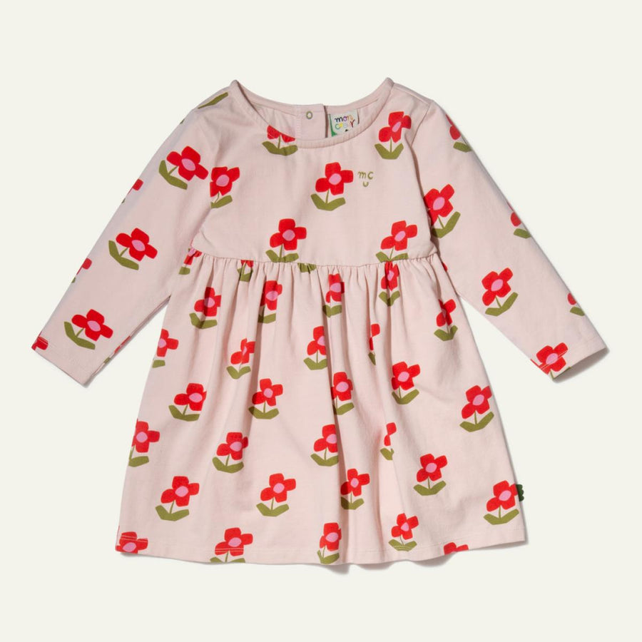 Recycled Jersey Flowers Baby Dress - Petal Pink Flowers - Dresses