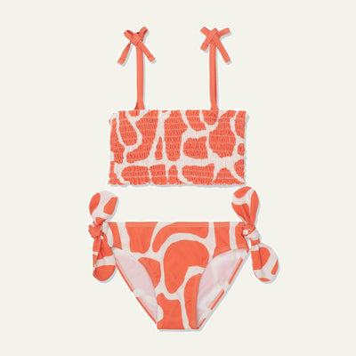 Recycled Polyester Spotted Giraffe Girl Bikini - Birds Of Paradise/natural - Two Piece Swim