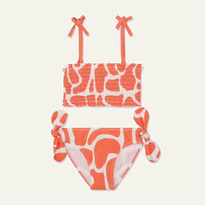 Recycled Polyester Spotted Giraffe Girl Bikini - Birds Of Paradise/natural - Two Piece Swim