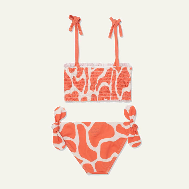 Recycled Polyester Spotted Giraffe Girl Bikini - Birds Of Paradise/natural - Two Piece Swim