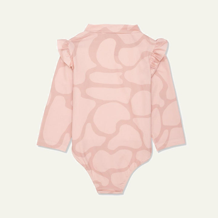 Recycled Polyester Spotted Giraffe Zipped Kid Rashguard - Misty Rose/sepia Rose - One Piece Swim