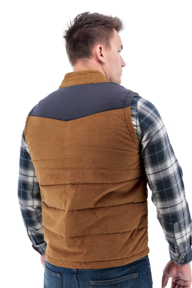 Reese Quilted Cord Vest - Tobacco Brown - Vest