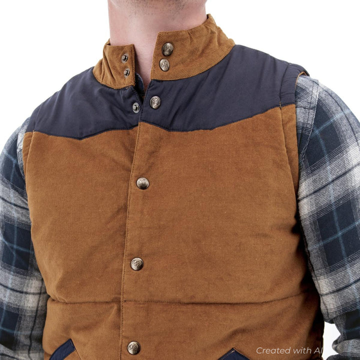 Reese Quilted Cord Vest - Tobacco Brown - Vest