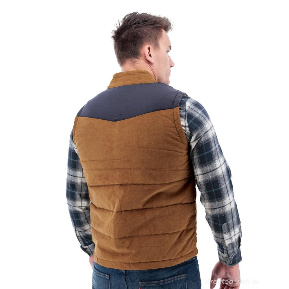 Reese Quilted Cord Vest - Tobacco Brown - Vest