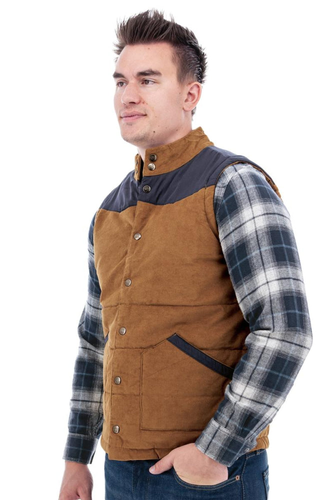Reese Quilted Cord Vest - Tobacco Brown - Vest