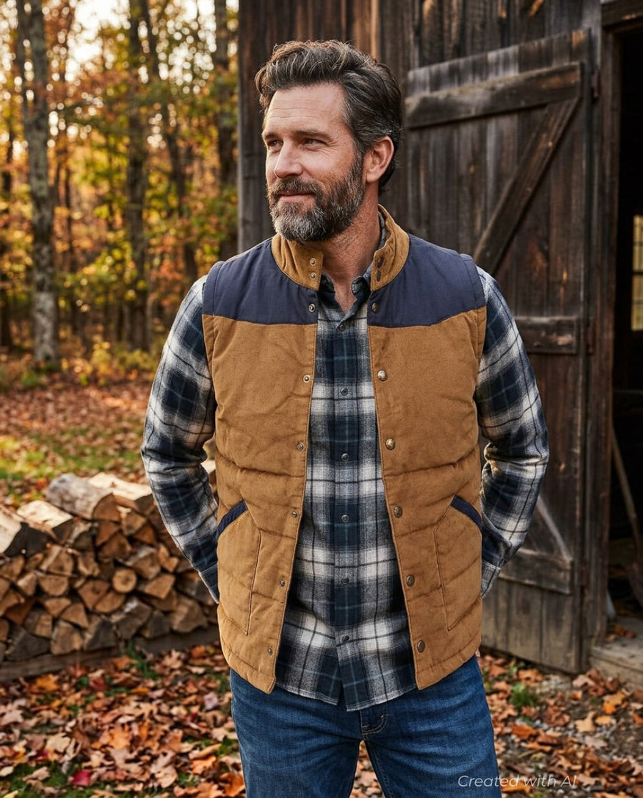 Reese Quilted Cord Vest - Tobacco Brown - Vest