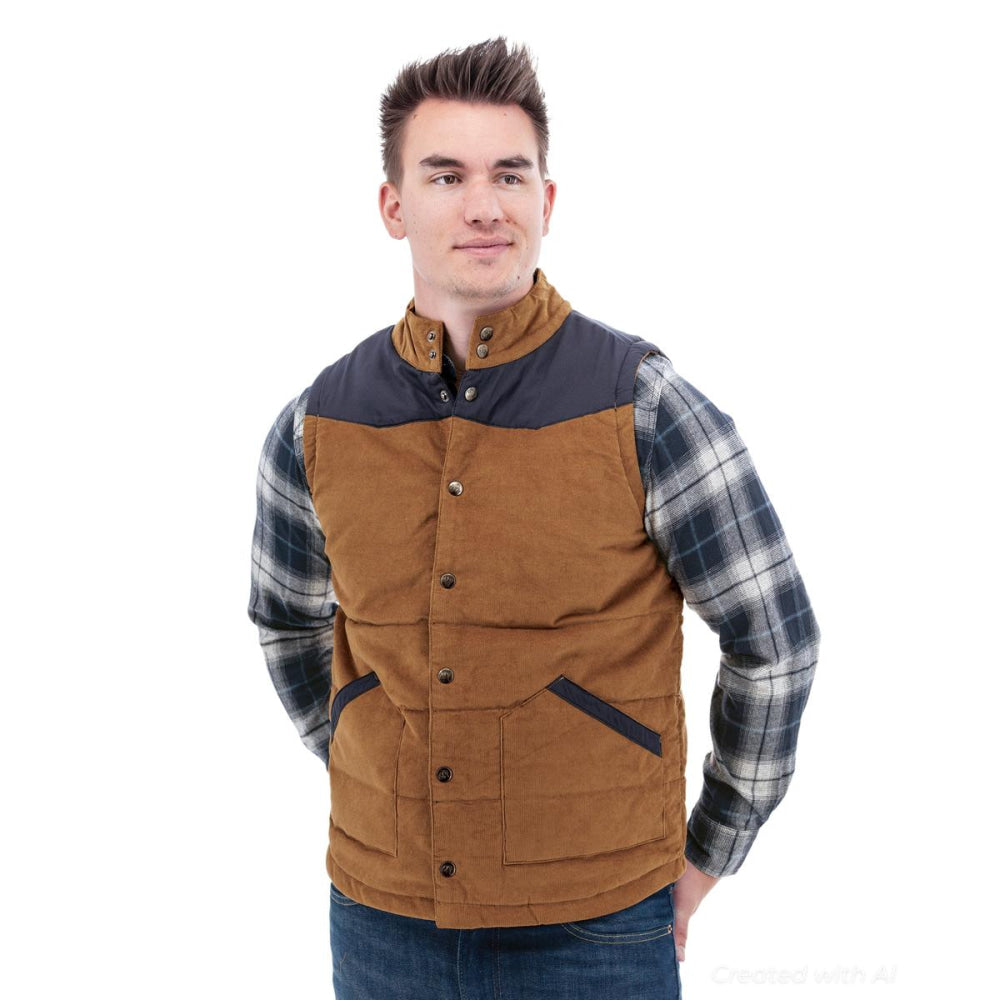 Reese Quilted Cord Vest - Tobacco Brown - Vest
