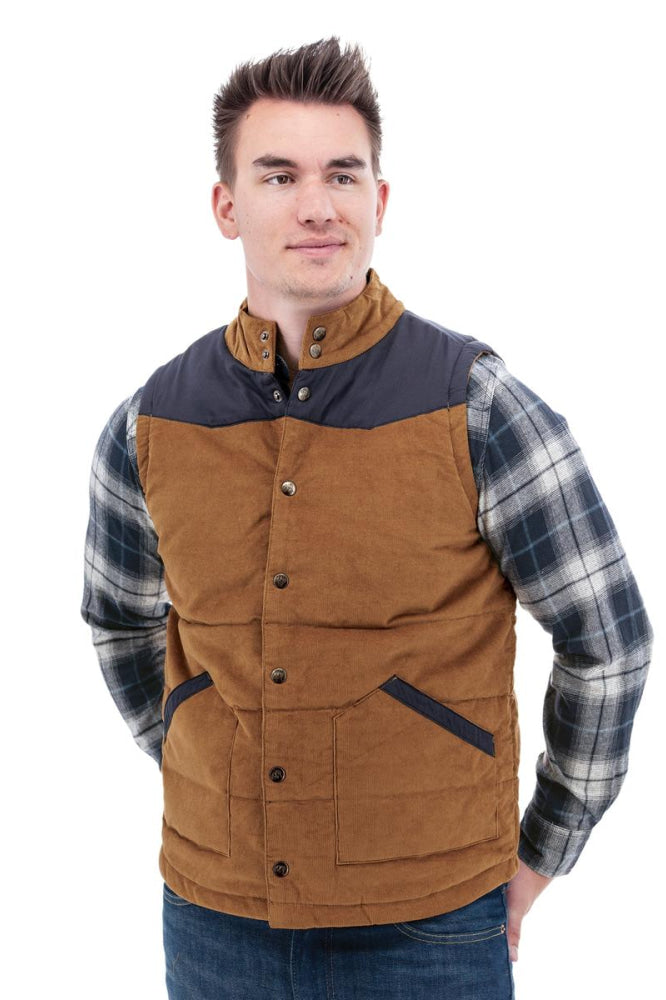 Reese Quilted Cord Vest - Tobacco Brown - Vest