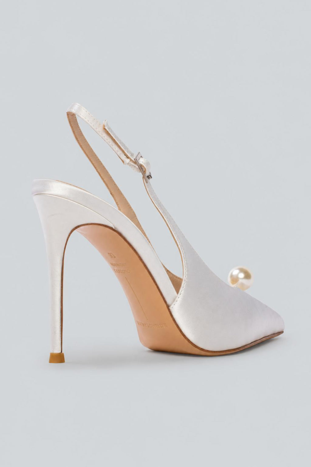Reina 100 Slingback Pump - White Sati - EU 38.5 / US 8 - Slingback