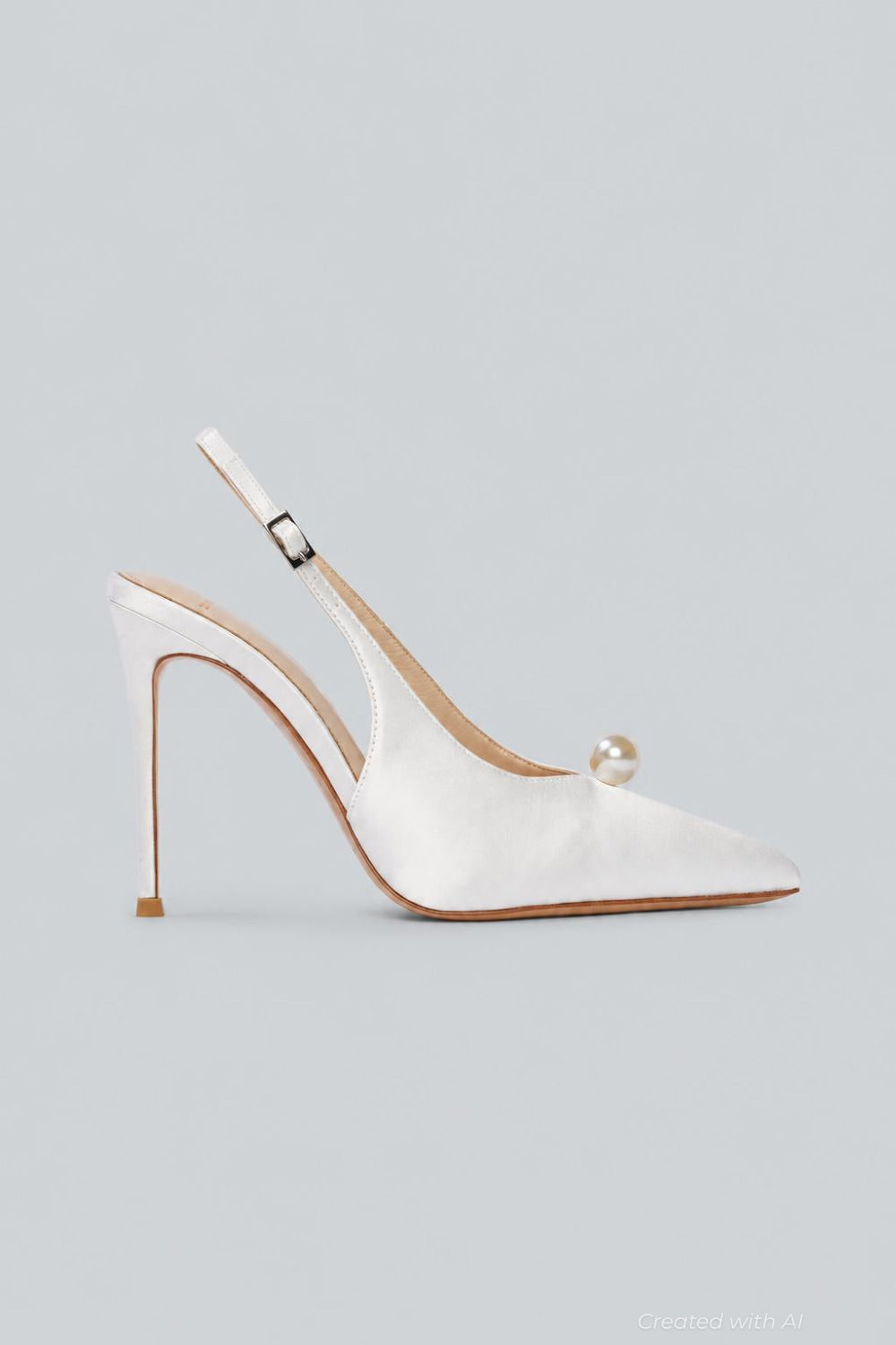 Reina 100 Slingback Pump - White Sati - EU 38.5 / US 8 - Slingback