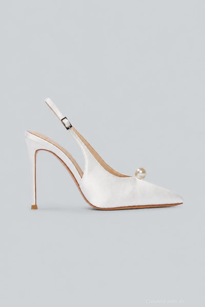 Reina 100 Slingback Pump - White Sati - EU 38.5 / US 8 - Slingback