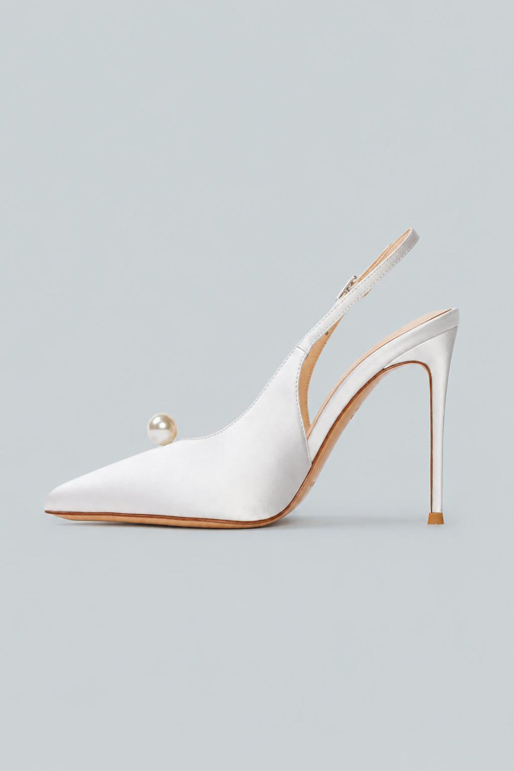 Reina 100 Slingback Pump - White Sati - EU 38.5 / US 8 - Slingback