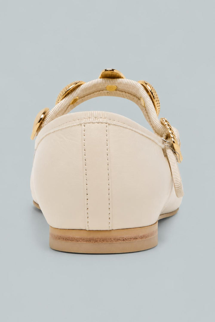 Relan Leather Ballet Flats - Off White Leather - 8MUS - Flats