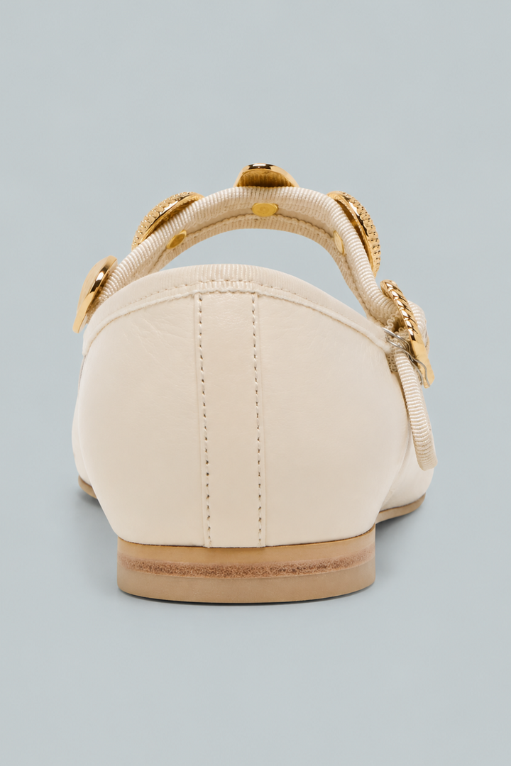 Relan Leather Ballet Flats - Off White Leather - 8MUS - Flats