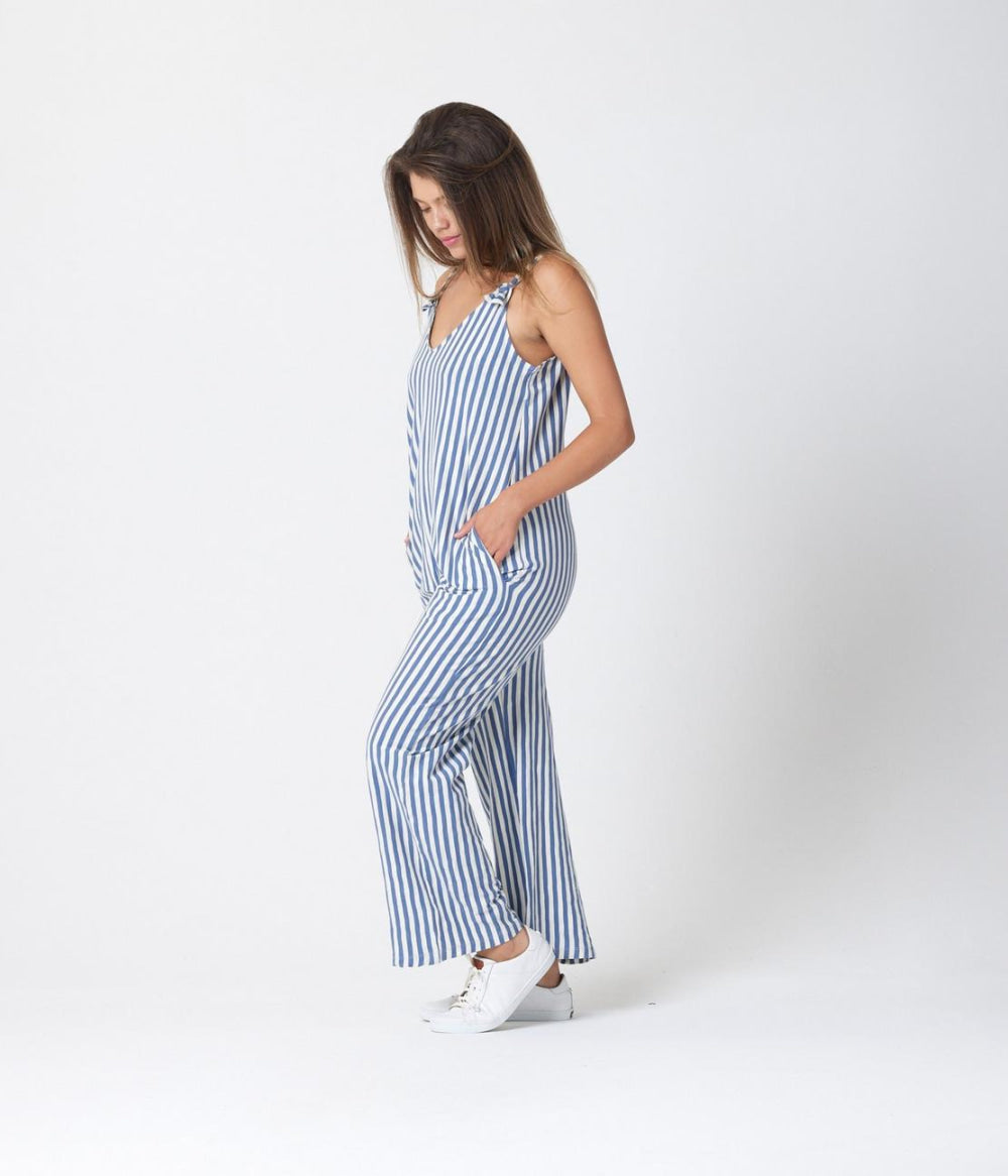 Remy Jumpsuit - Steel Blue Stripe - Jumpsuit