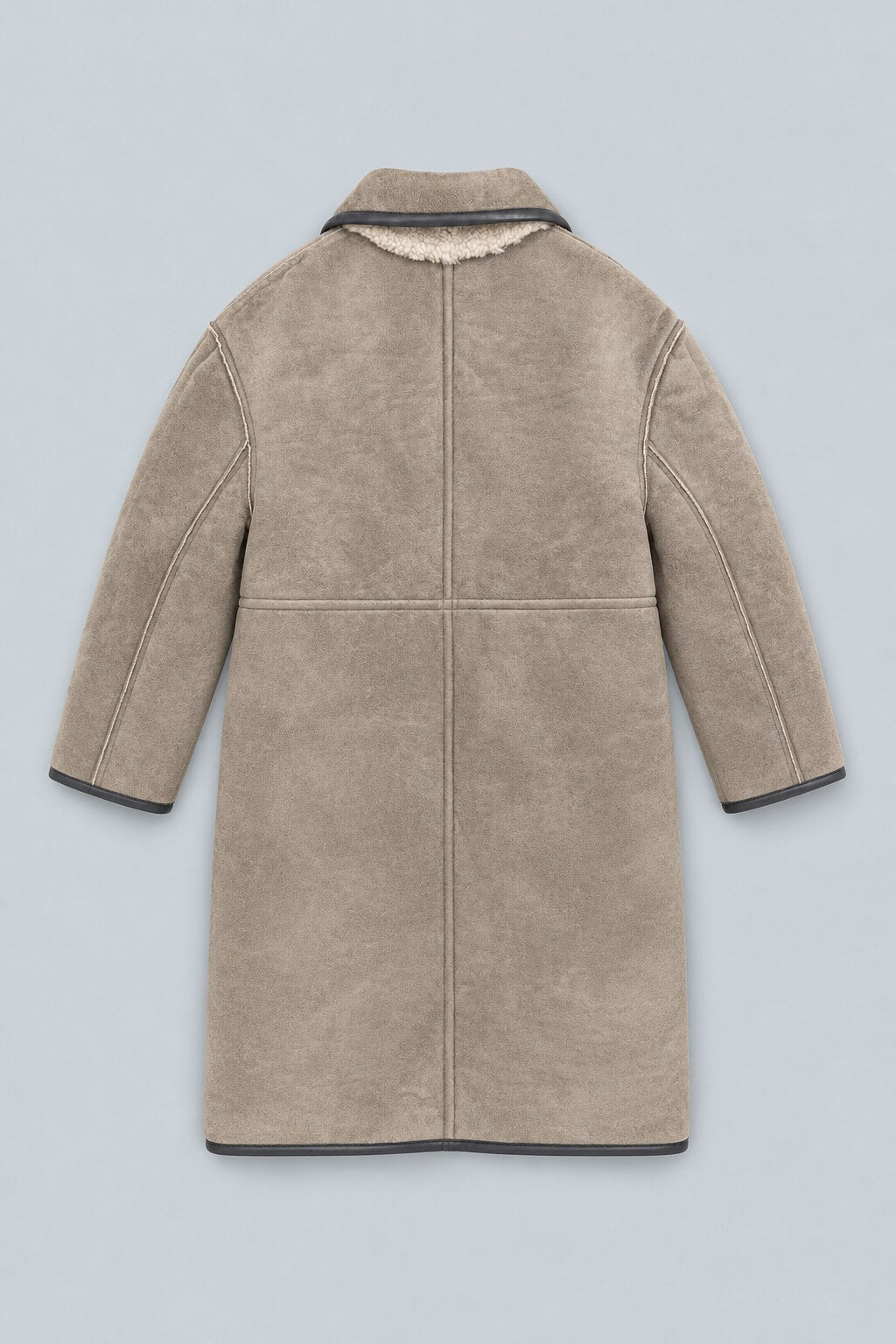Reversible Faux Shearling Coat - Gray Combo