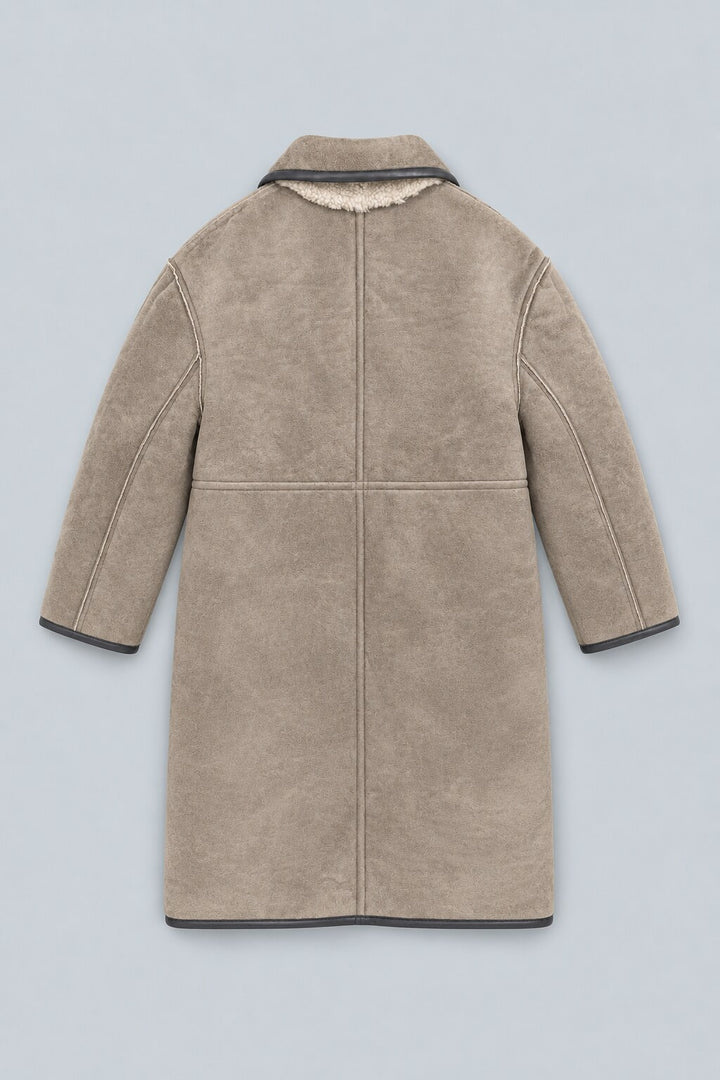 Reversible Faux Shearling Coat - Gray Combo