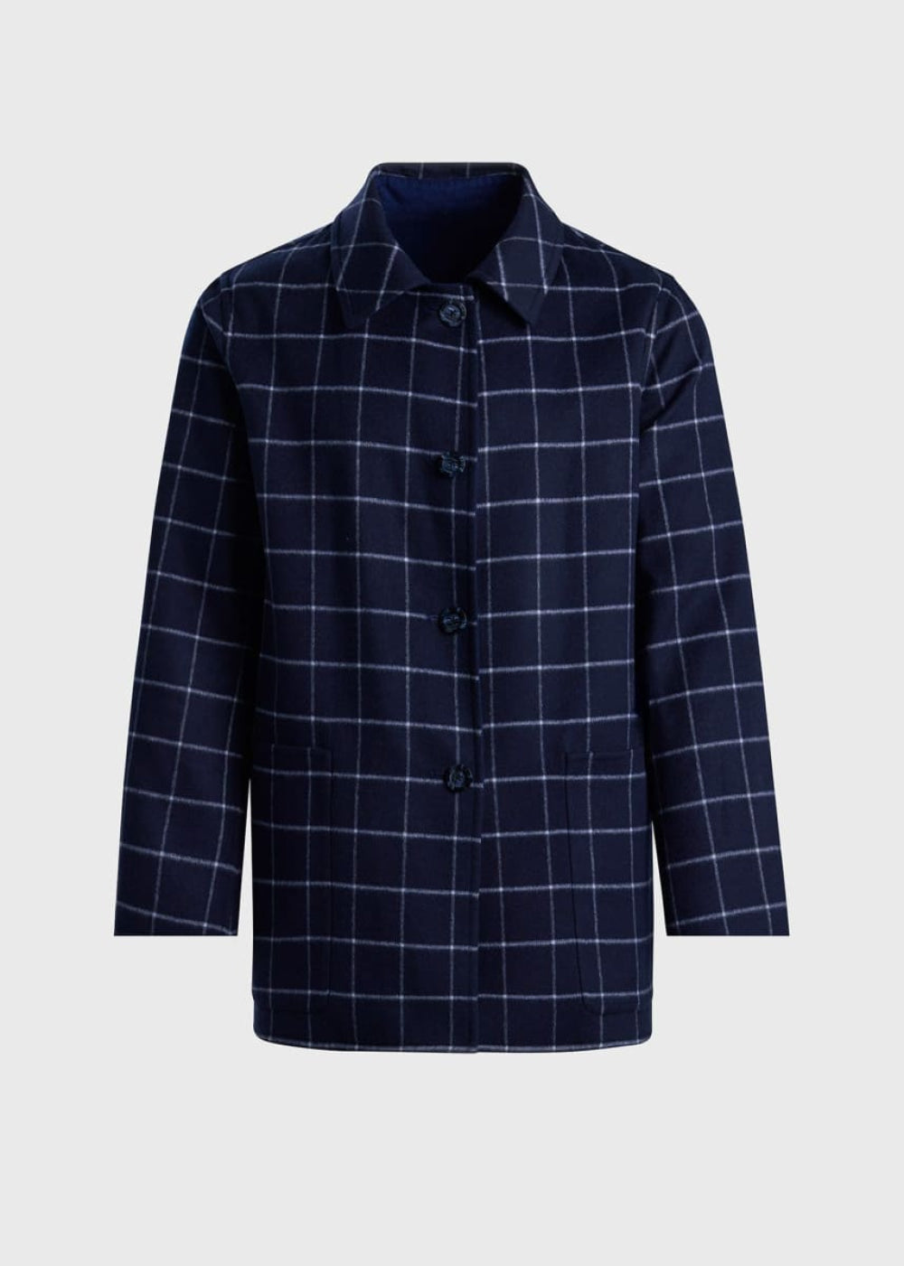 Reversible Double Face Cashmere Mac Coat - Navy/Royal Blue - XXL (46) - Coat