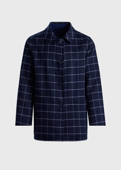 Reversible Double Face Cashmere Mac Coat - Navy/Royal Blue - XXL (46) - Coat