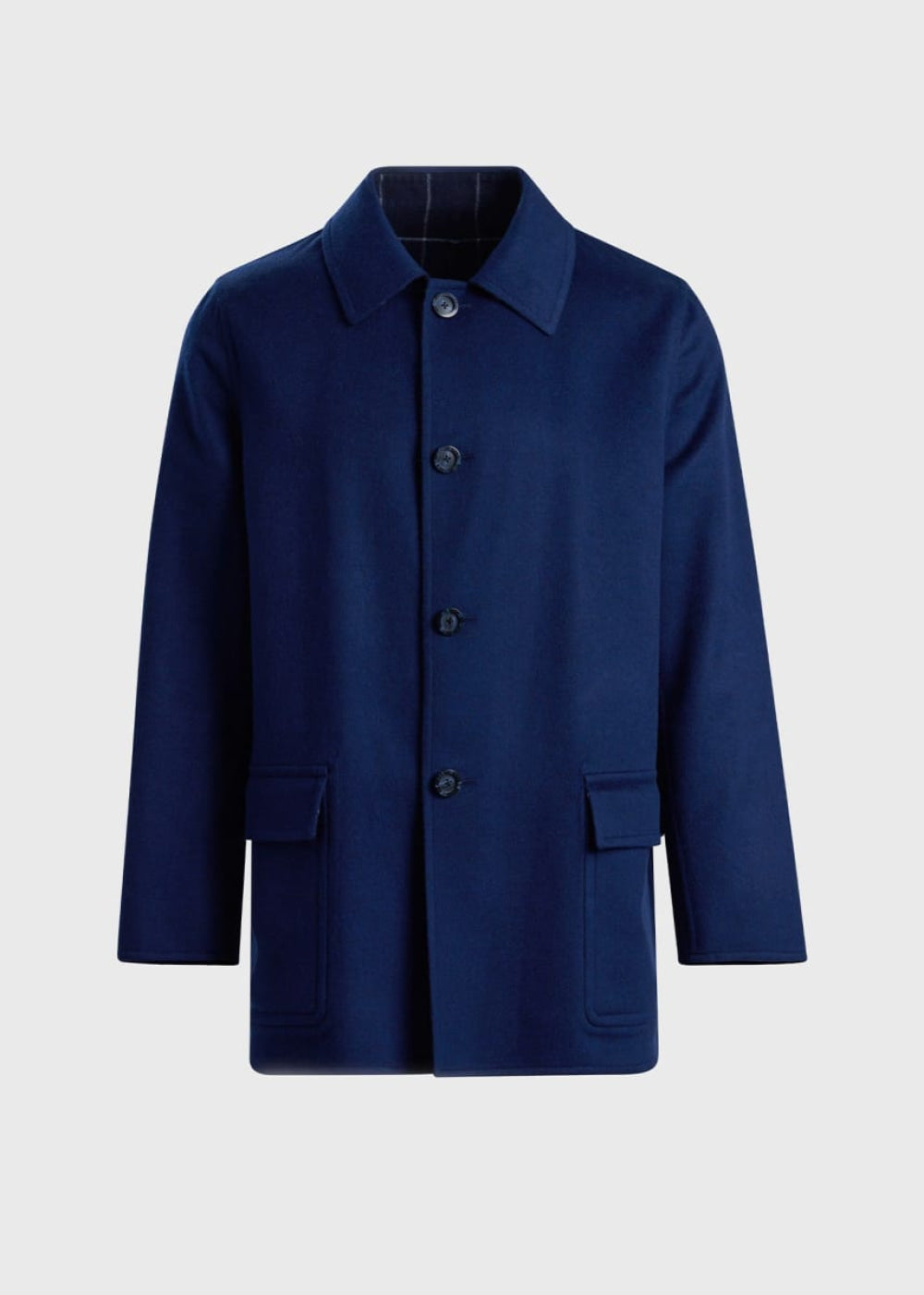 Reversible Double Face Cashmere Mac Coat - Navy/Royal Blue - XXL (46) - Coat