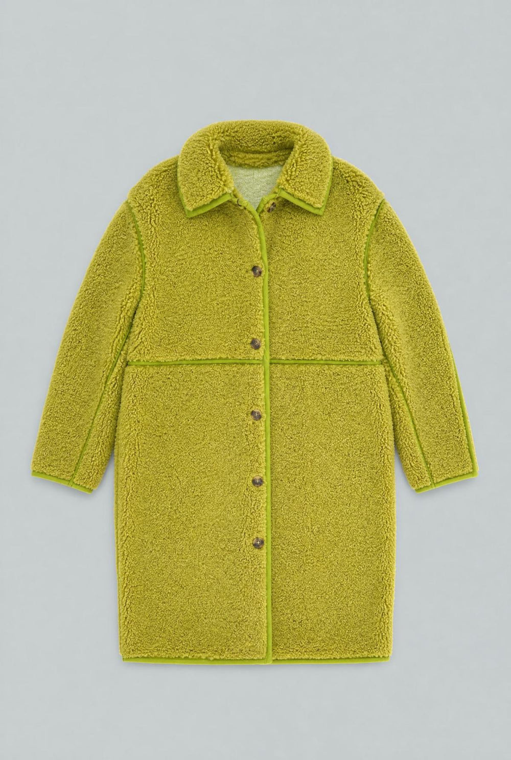 Reversible Faux Shearling Coat - Chartreuse - Coat