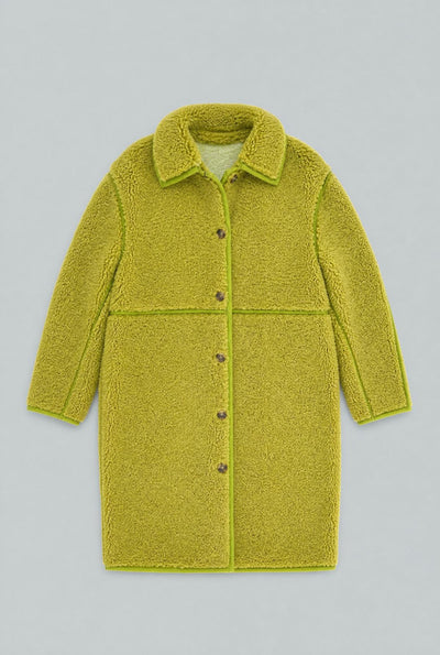 Reversible Faux Shearling Coat - Chartreuse - Coat
