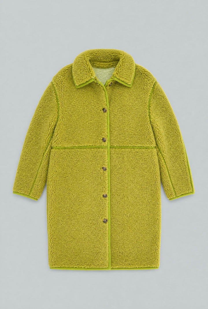 Reversible Faux Shearling Coat - Chartreuse - Coat