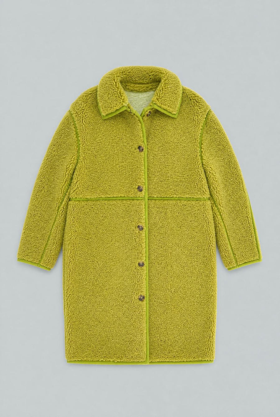 Reversible Faux Shearling Coat - Chartreuse - Coat