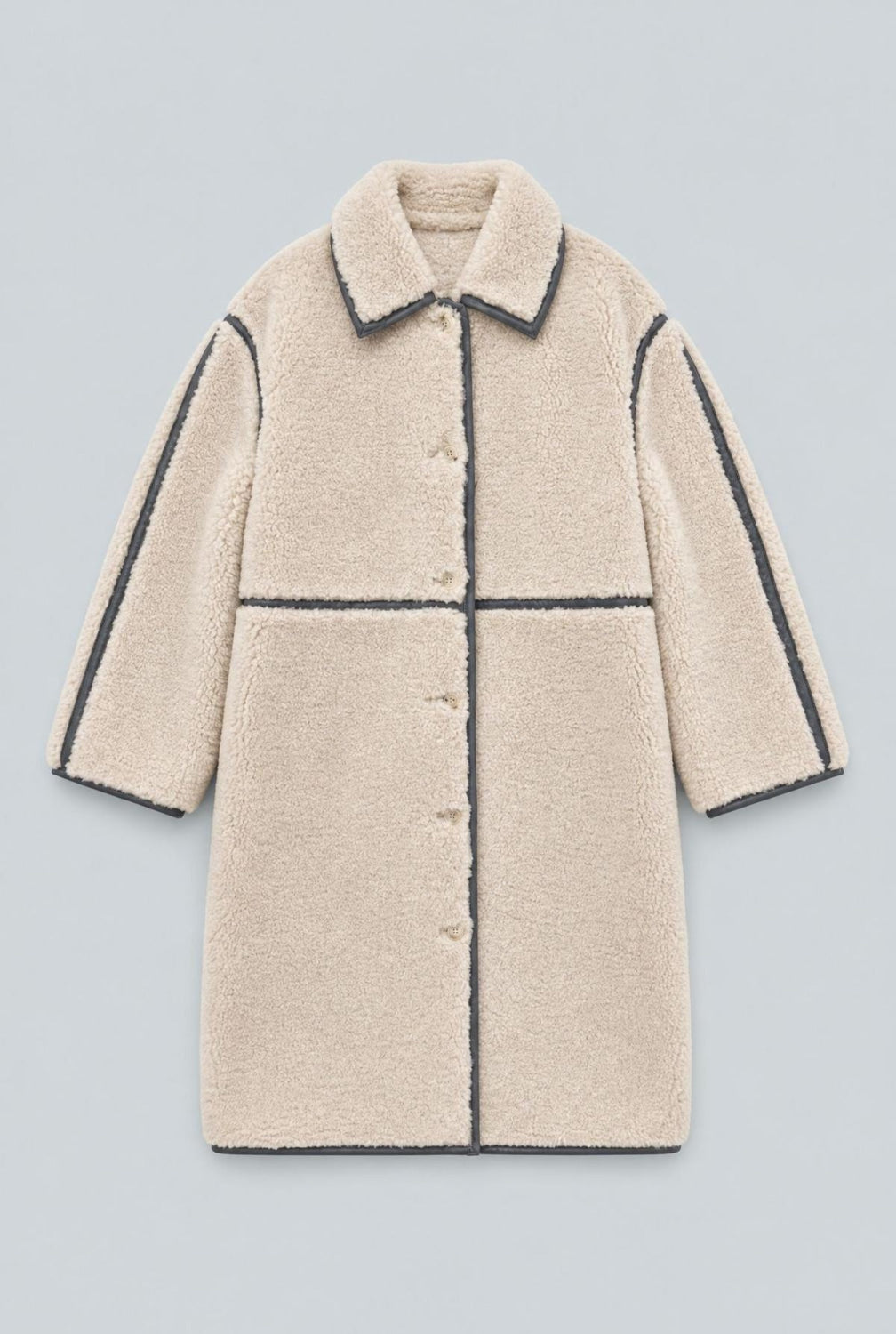 Reversible Faux Shearling Coat - Gray Combo - Coat