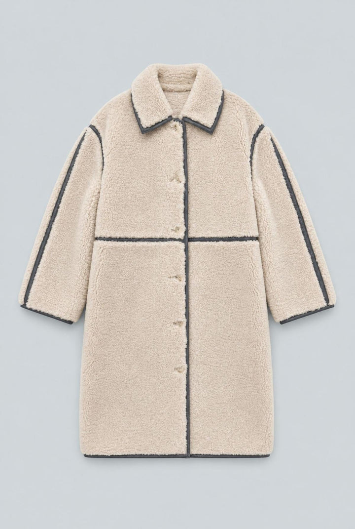Reversible Faux Shearling Coat - Gray Combo - Coat