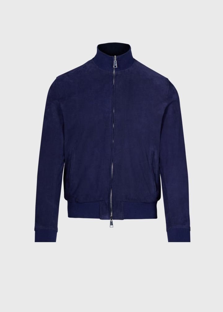 Reversible Suede Bomber Jacket - Navy - Jacket