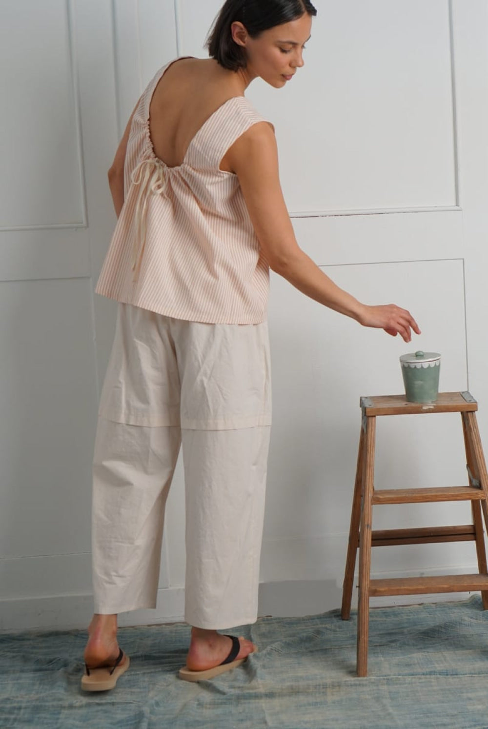 Reversible Uma Blouse In Sunwashed Stripes - L - Shirt