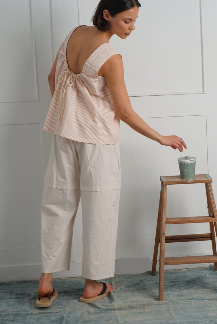 Reversible Uma Blouse In Sunwashed Stripes - L - Shirt