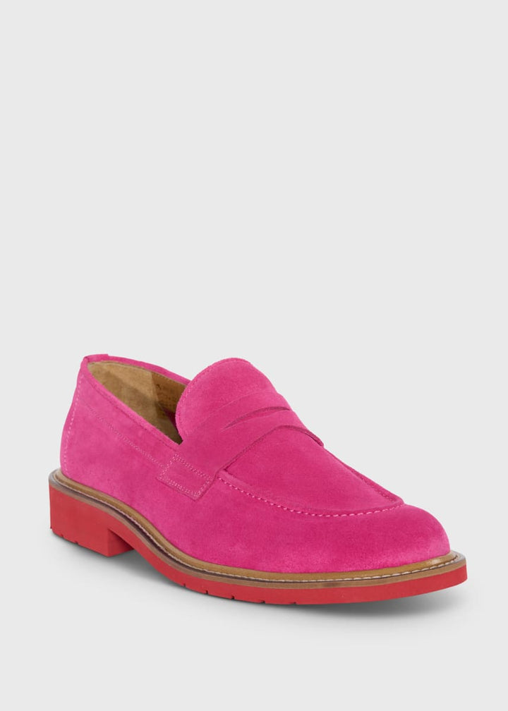 Delfino Nubuck Penny Loafer - Pink - Loafers
