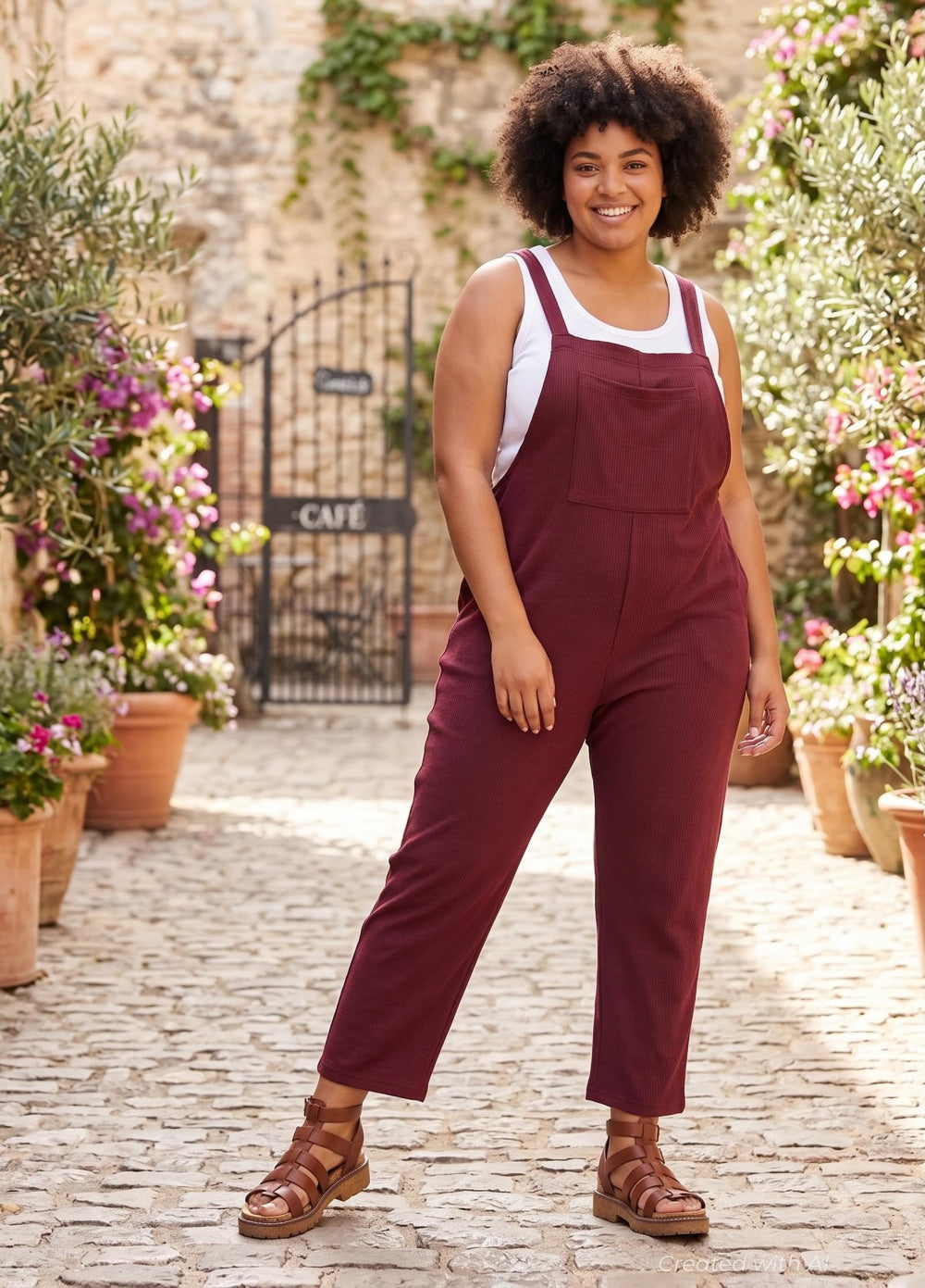 Rhythm Adjustable Overall - Burgundy - Jumpsuit