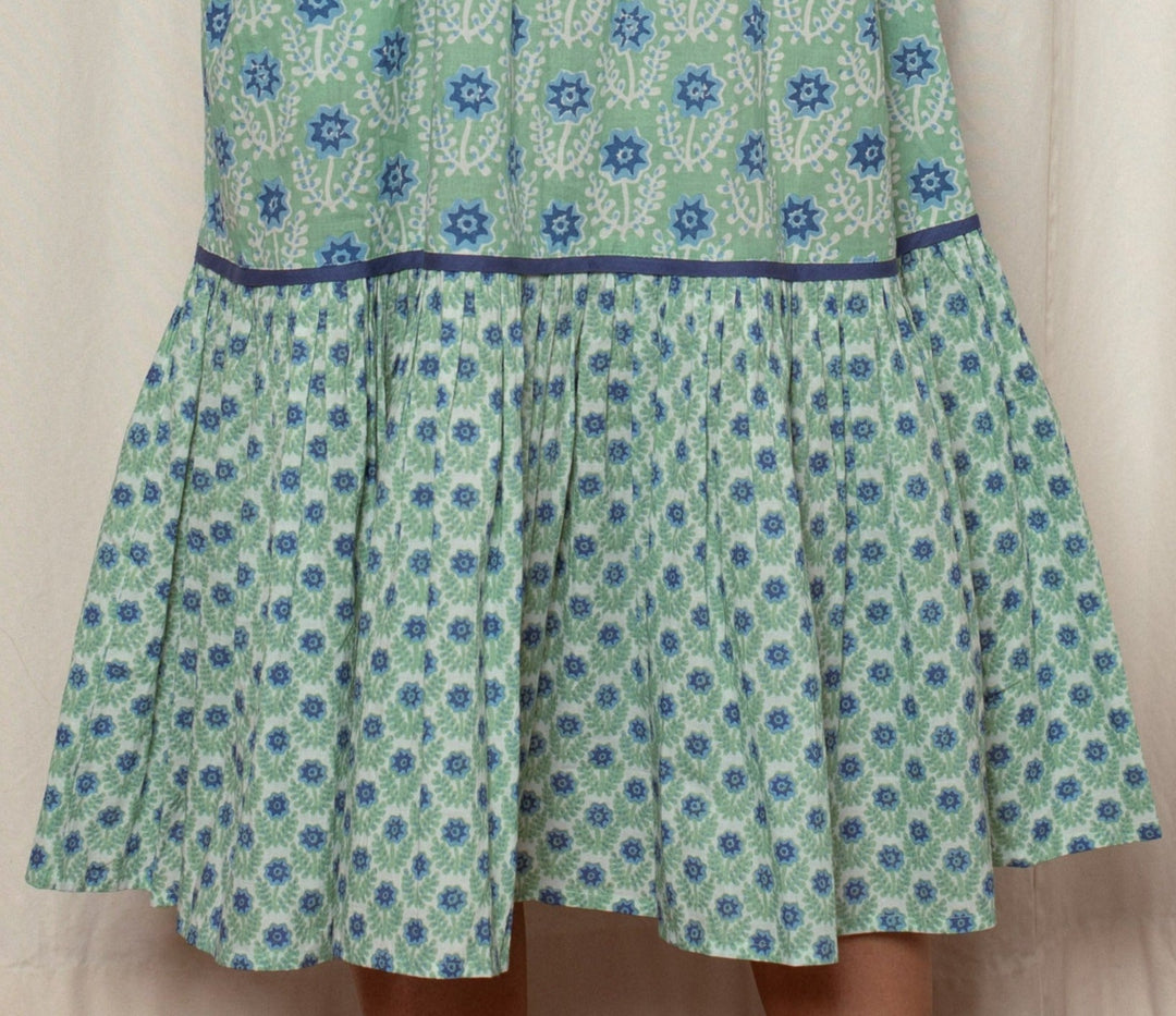 Evie Dress - Green and Blue Azalea