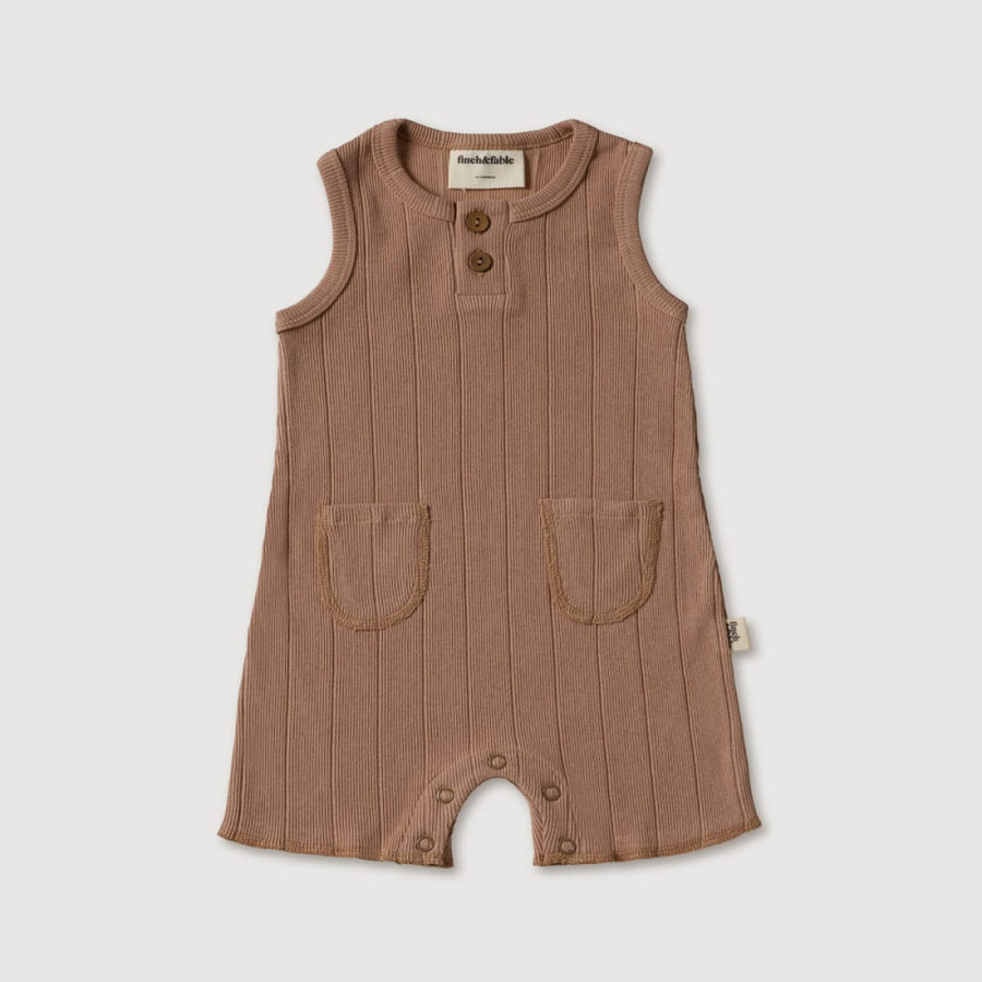 Rib Baby Romper - Bronze - Romper