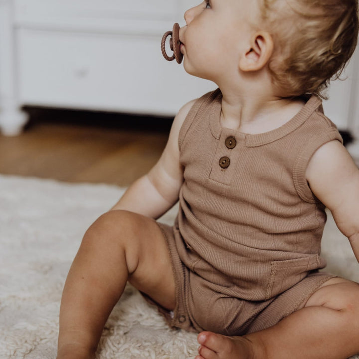 Rib Baby Romper - Bronze - Romper
