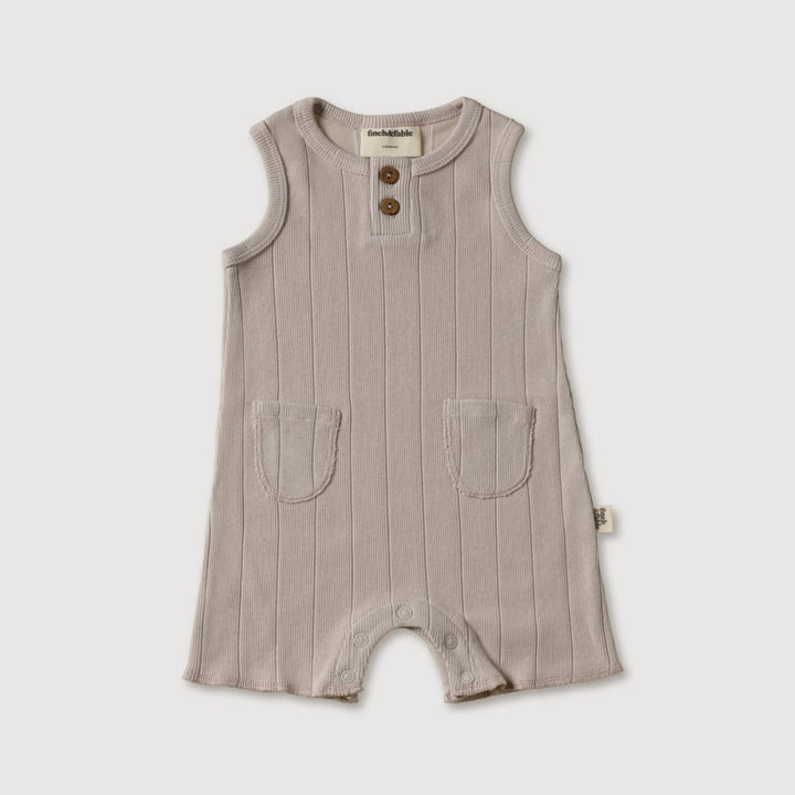 Rib Baby Romper - Stone - Romper