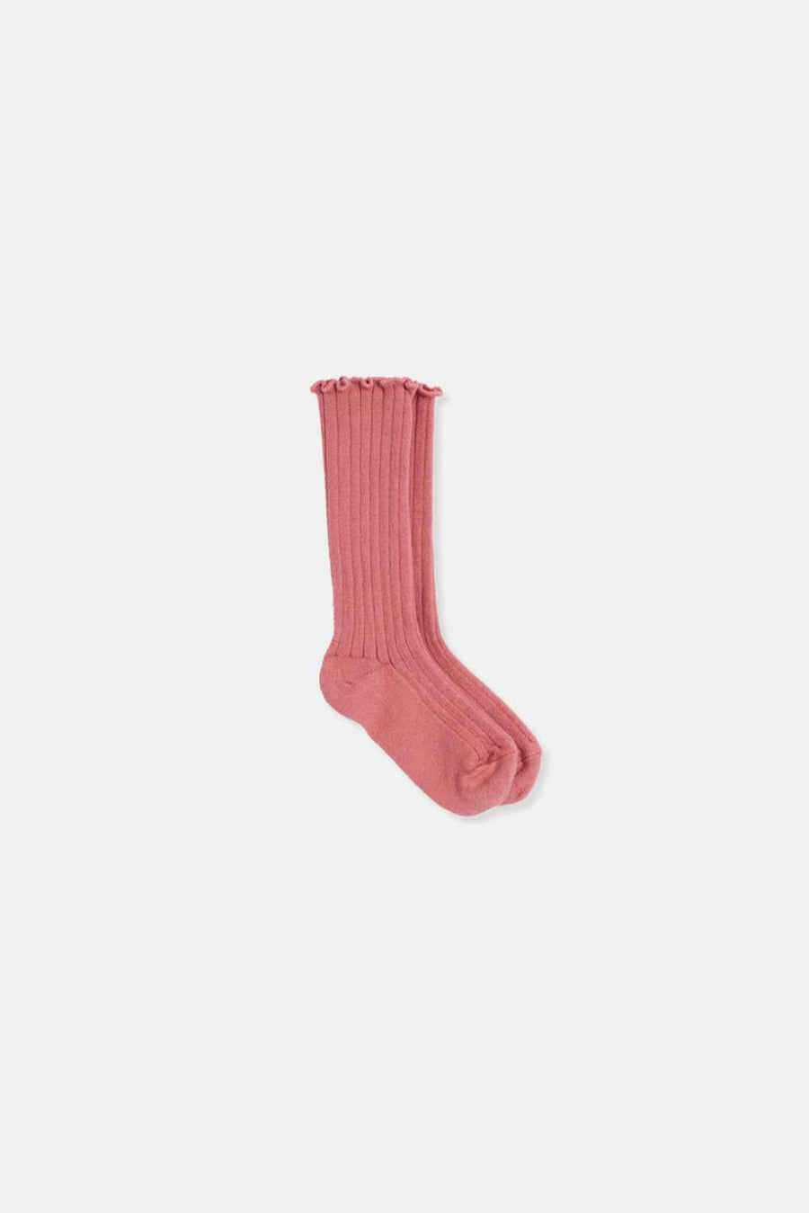 Rib-knit ruffle baby socks - Rose - Socks