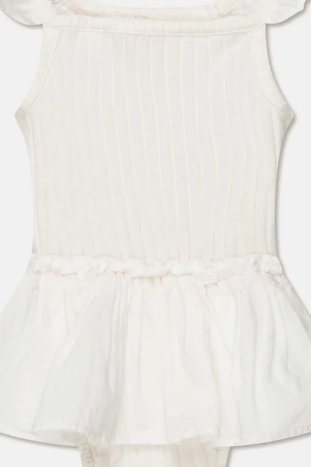 Rib ruffle baby romper - Ivory - 6M - Romper