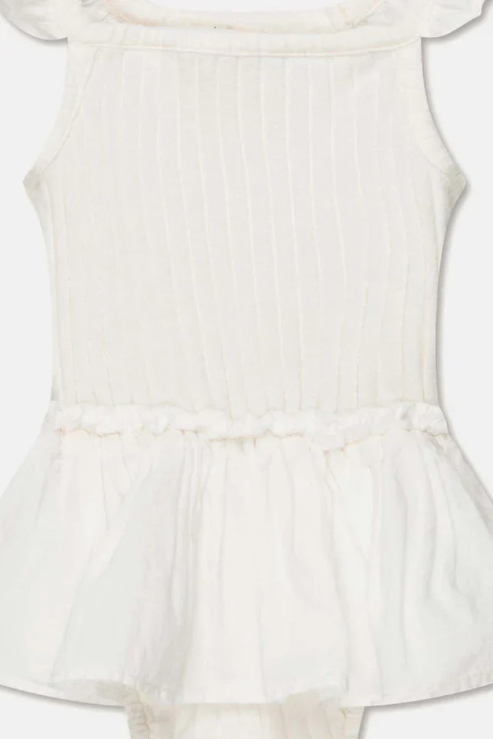 Rib ruffle baby romper - Ivory - 6M - Romper