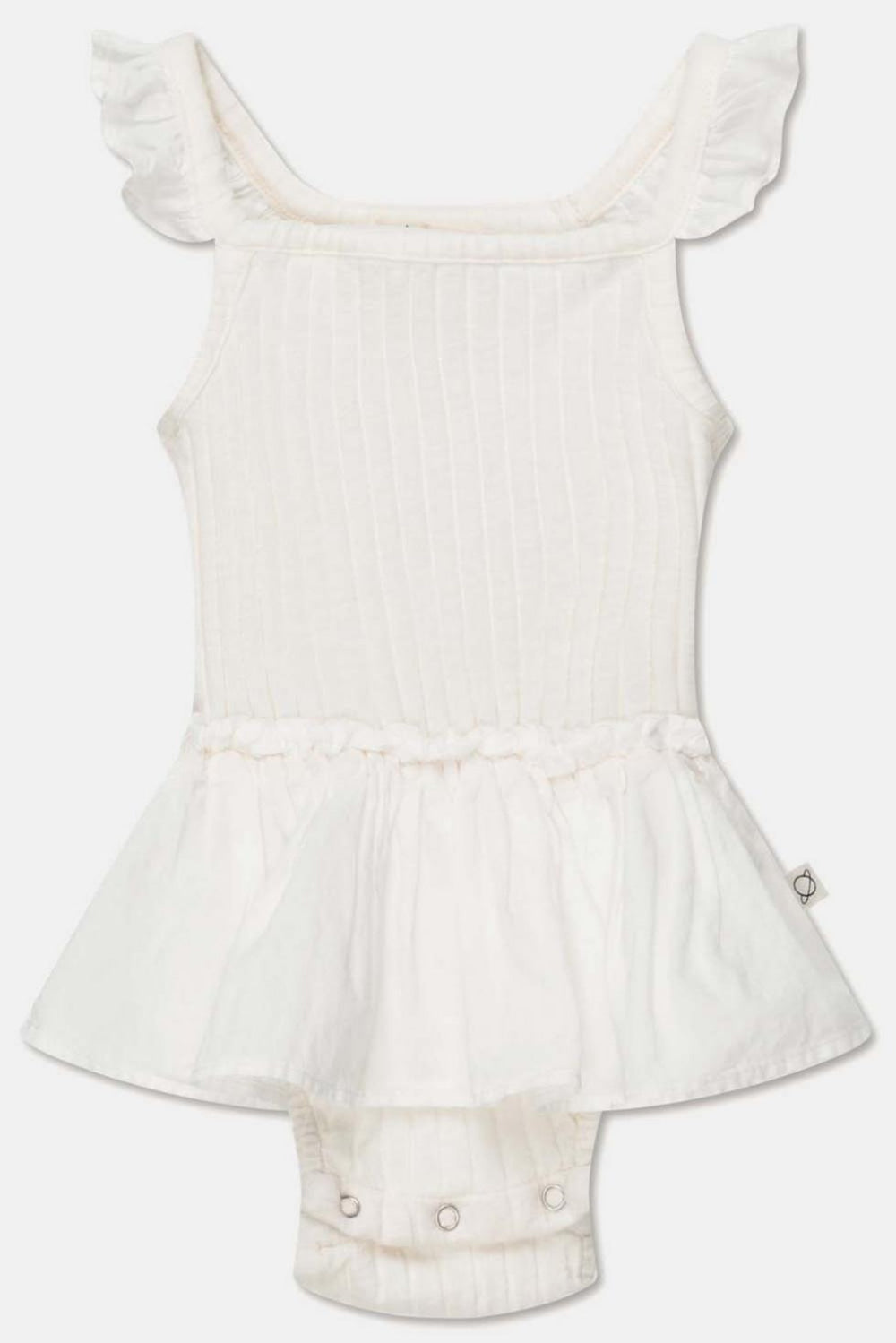 Rib ruffle baby romper - Ivory - 6M - Romper