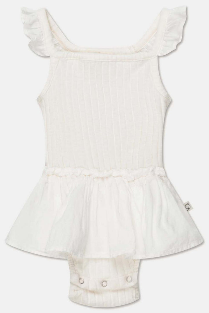 Rib ruffle baby romper - Ivory - 6M - Romper
