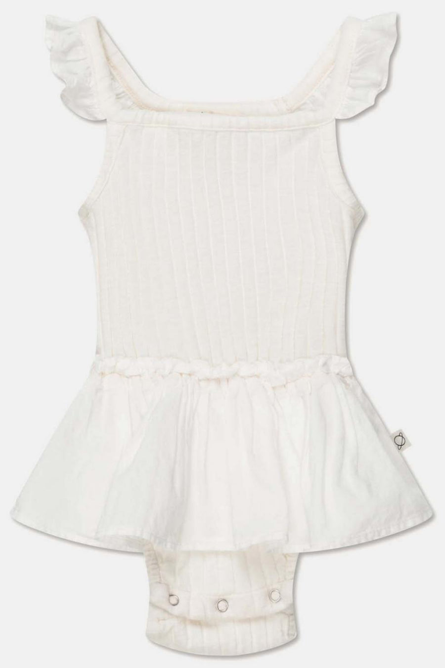 Rib ruffle baby romper - Ivory - 6M - Romper