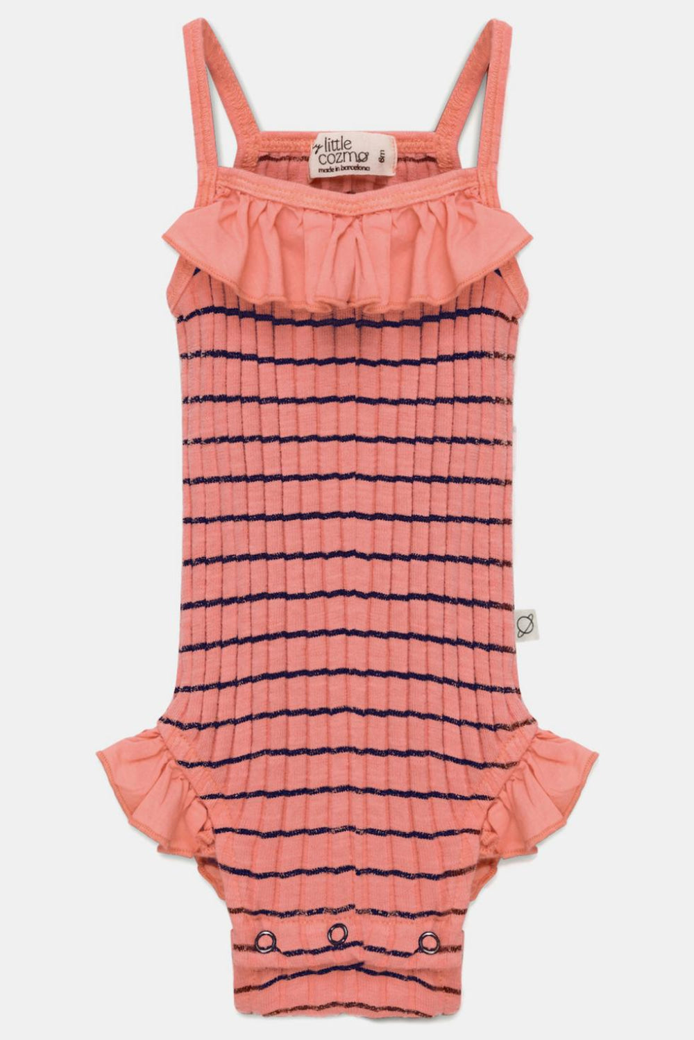 Rib stripe baby romper - Coral - 6M - Bodysuit