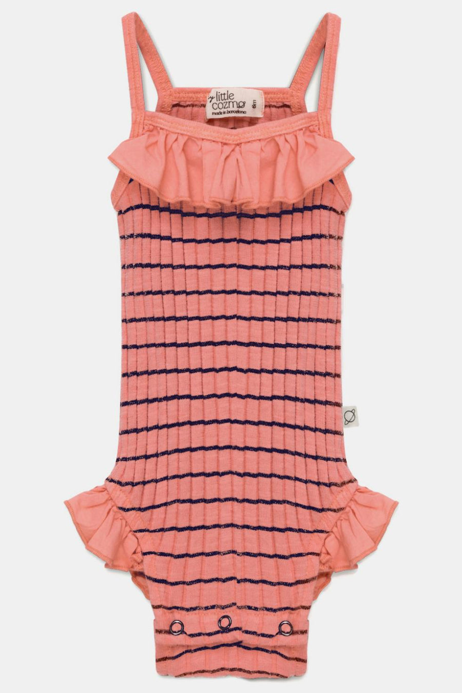 Rib stripe baby romper - Coral - 6M - Bodysuit