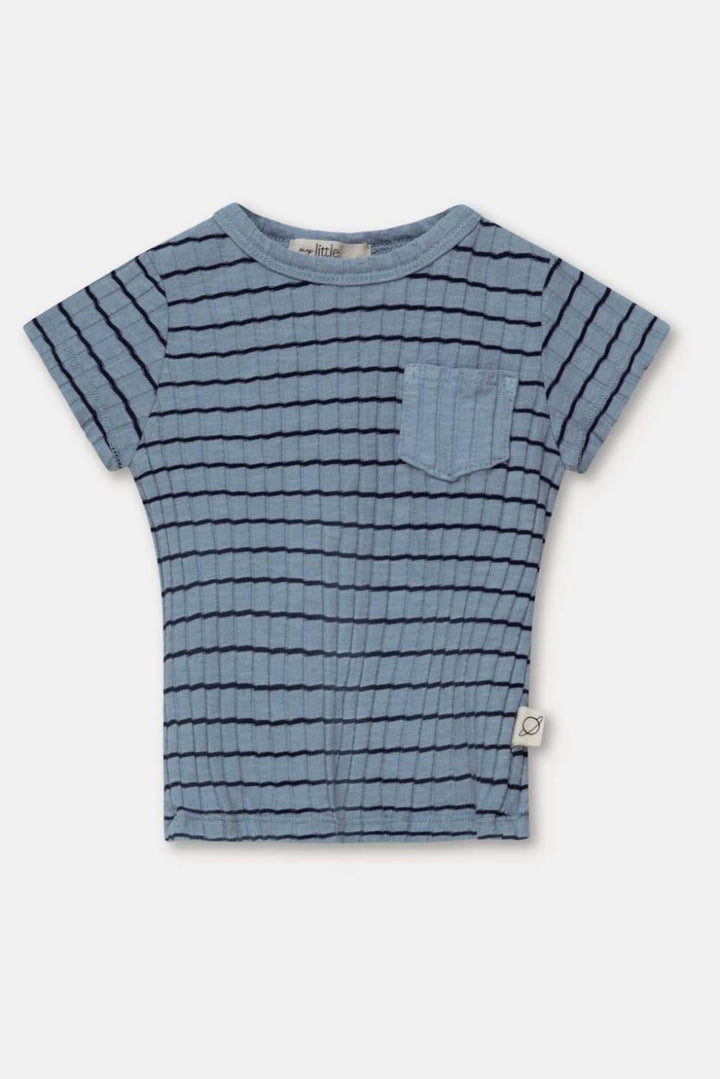 Rib stripe baby t-shirt - Sky blue - 6M - t-shirt - baby