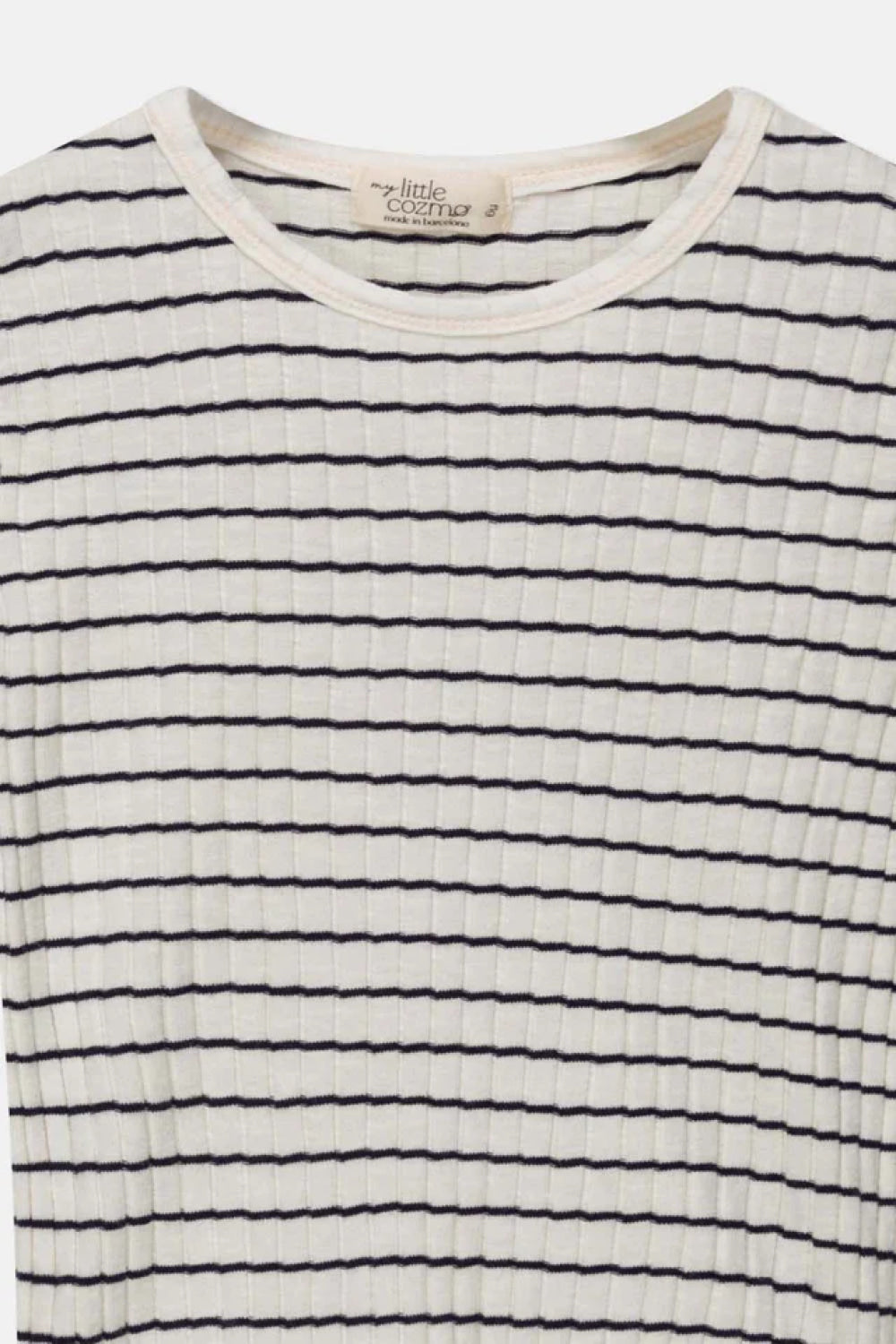 Rib stripe lettuce-edge t-shirt - Ivory - T-shirt